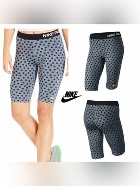 Nike Pro Gray and Black Polka Dot Bike Shorts Large